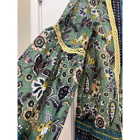 Sundance Women’s Sz S Blue Floral Pullover Tunic Resort Boho Puff Sleeves NEW d - Picture 2 of 11